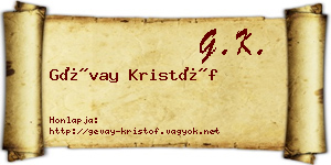 Gévay Kristóf névjegykártya